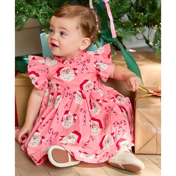 Pink Chicken Other - Pink Chicken Santa Candy Cane Pink Holiday Dress Bloomer Set 6-12M Kids